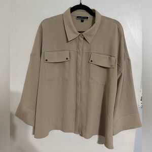 Melanie Lyne Beige Button-Up Shirt size 14